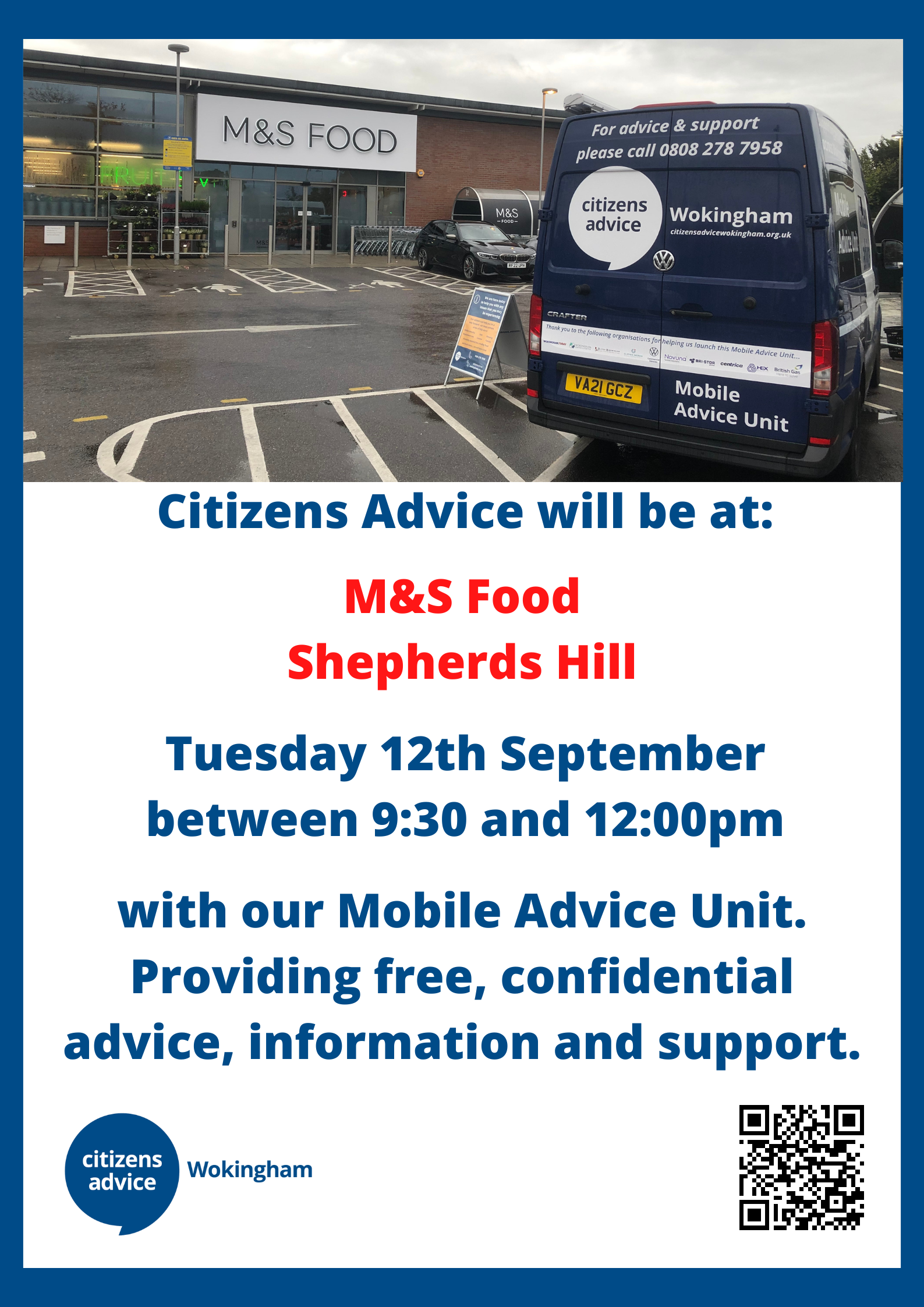 Citizens Advice Wokingham visit to M&S Shepherds Hill, 12 September 2023