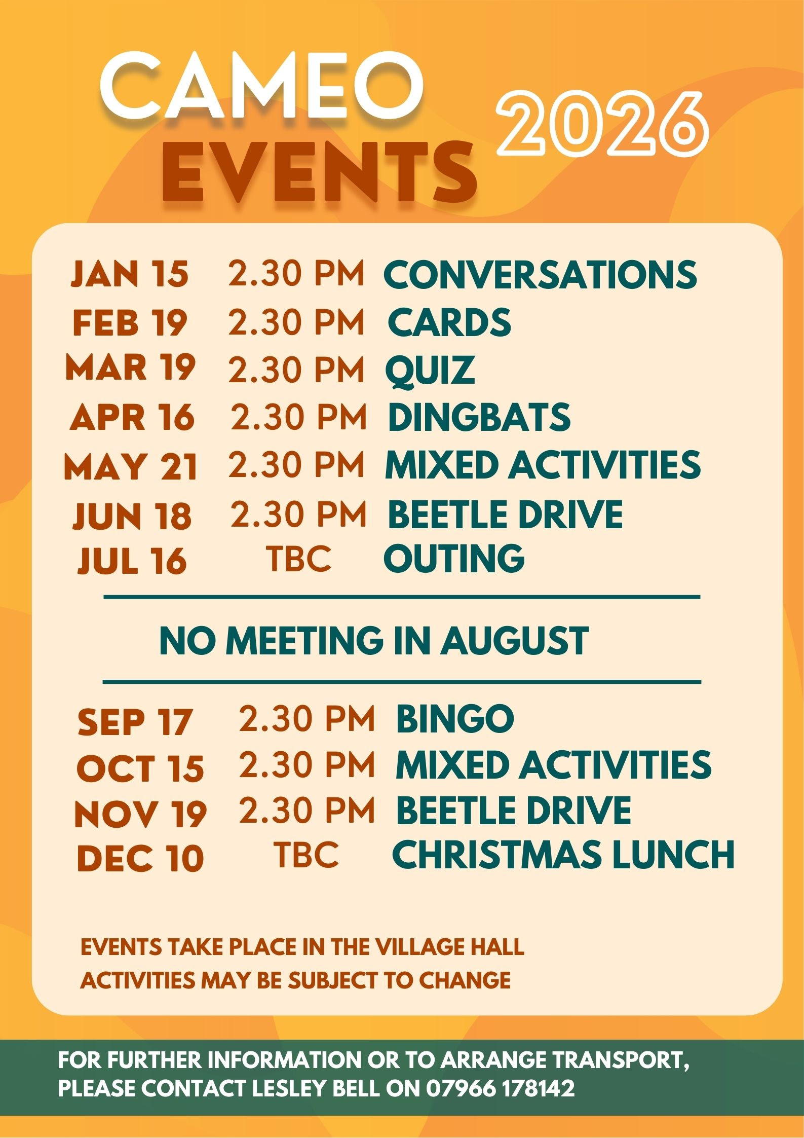 Knowl Hill Village Association CAMEO events 2026