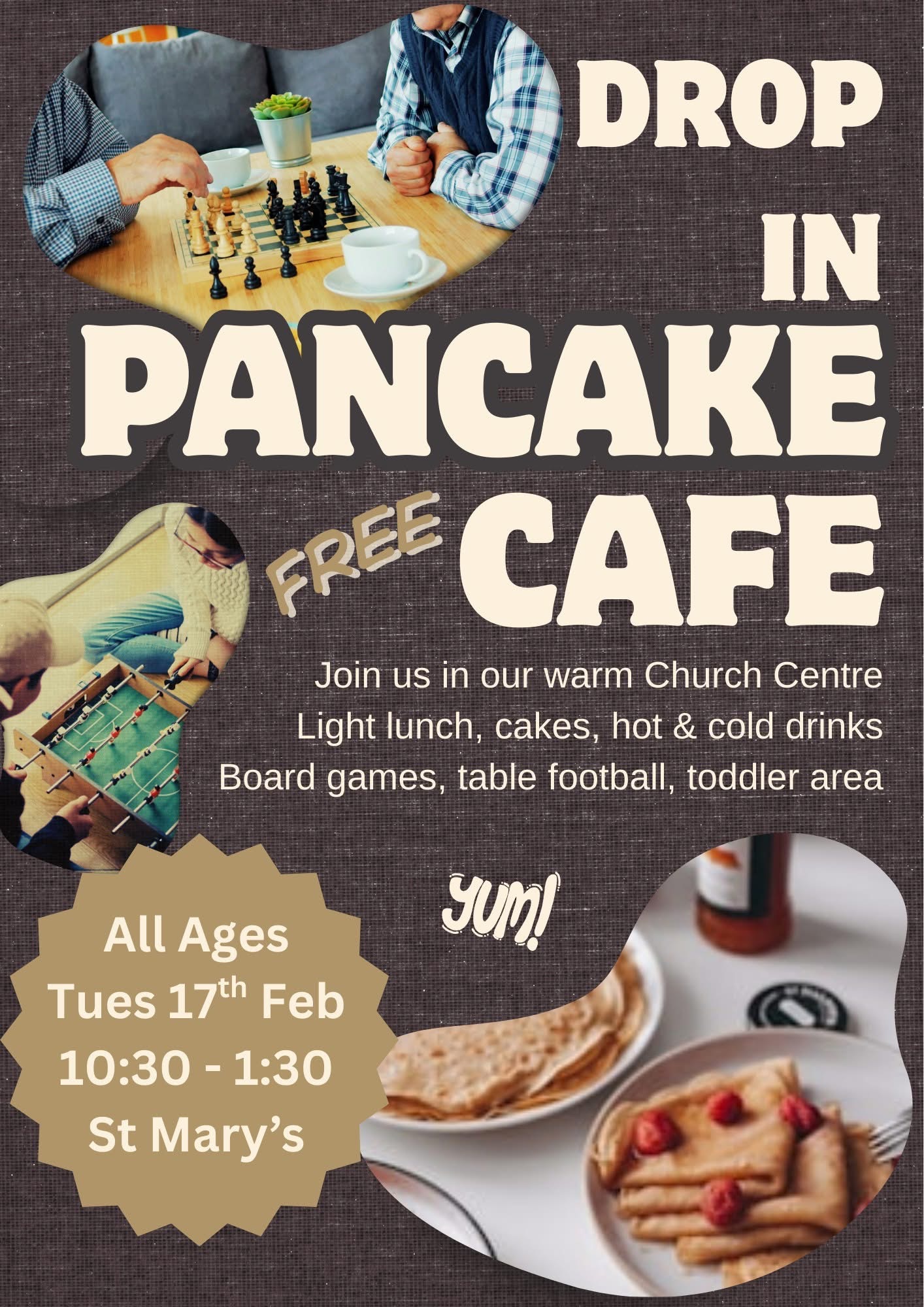 St Marys Twyford pancake cafe 17 February 2026