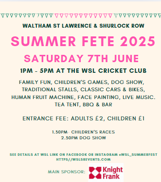 Waltham St Lawrence and Shurlock Row Summer Fete, 7 June 2025