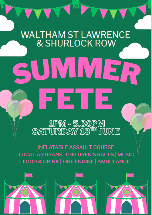 Waltham St Lawrence and Shurlock Row Summer Fete June 2026