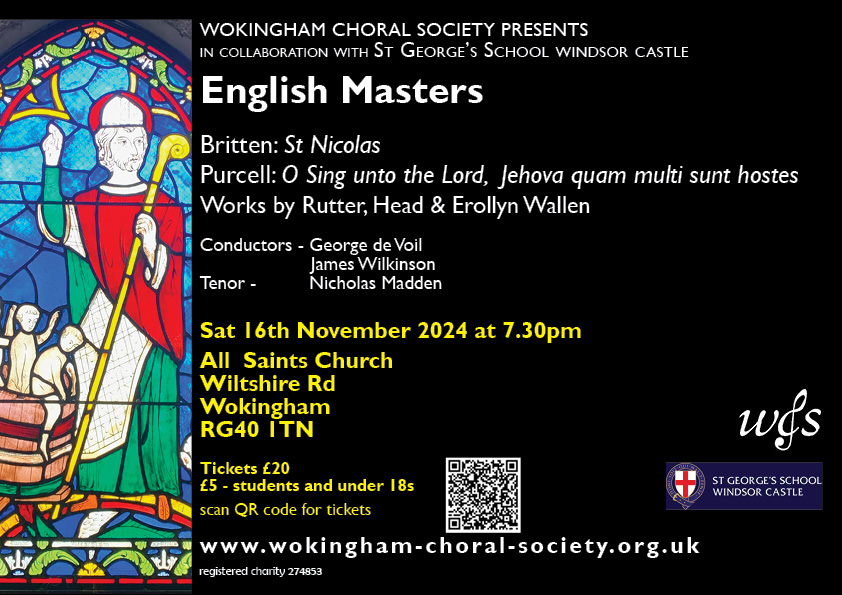 Wokingham Choral Society English Masters - 16 
November 2024