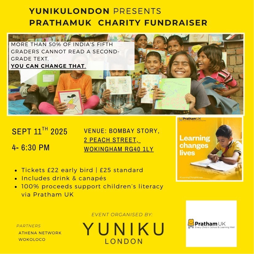 Yuniku London charity fundraiser and networking evening in Wokingham, 11 September 2025