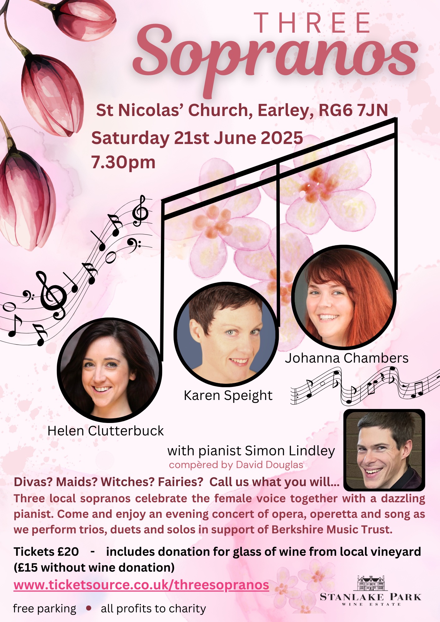 Three Sopranos concert St Nicolas Church, Earley, 21 June 2025